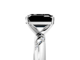 White gold Fancy Black Emerald Cut Solitaire Diamond Engagement Ring with Twisted Pave Band and Four-Prong Setting_24
