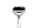 White gold Fancy Black Emerald Cut Solitaire Diamond Ring with Prong Setting and Plain Band_29