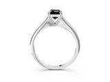 White gold Fancy Black Emerald Cut Solitaire Diamond Ring with Six-Prong Setting and Classic Band_4