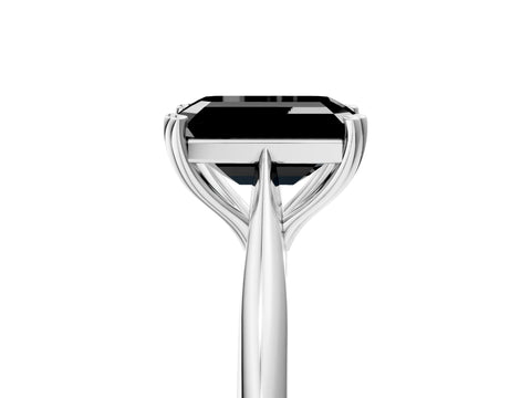 White gold Fancy Black Emerald Cut Solitaire Diamond Ring with Six-Prong Setting and Classic Band_5