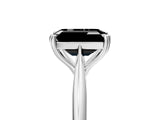 White gold Fancy Black Emerald Cut Solitaire Diamond Ring with Six-Prong Setting and Classic Band_69