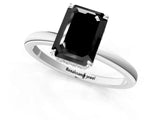 White gold Fancy Black Emerald Cut Solitaire Engagement Ring with Cathedral Band and Four-Prong Setting_1