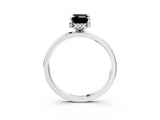 White gold Fancy Black Emerald Cut Solitaire Engagement Ring with Cathedral Band and Four-Prong Setting_3