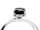 White gold Fancy Black Emerald Cut Solitaire Engagement Ring with Cathedral Band and Four-Prong Setting_4