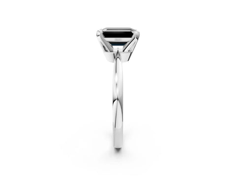 White gold Fancy Black Emerald Cut Solitaire Engagement Ring with Six-Prong Setting and Tapered Band_2