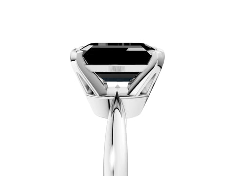 White gold Fancy Black Emerald Cut Solitaire Engagement Ring with Six-Prong Setting and Tapered Band_5