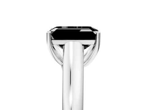 White gold Fancy Black Emerald Cut Solitaire Engagement Ring with Tapered Band and Four-Prong Setting_20