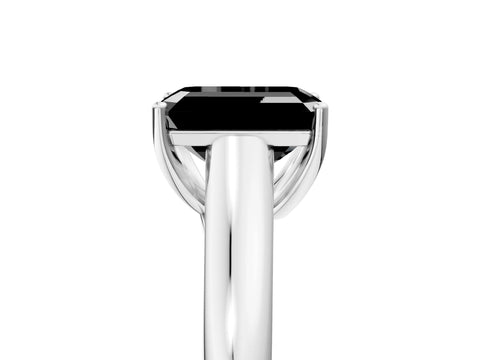 White gold Fancy Black Emerald Cut Solitaire Engagement Ring with Tapered Band and Four-Prong Setting_8