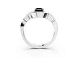 White gold Fancy Black Emerald Cut Solitaire Intertwined Band Prong Setting Ring_3