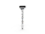 White gold Fancy Black Emerald Cut Solitaire Marquise Side Stone Prong Setting Ring_2