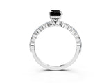 White gold Fancy Black Emerald Cut Solitaire Marquise Side Stone Prong Setting Ring_3