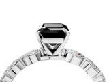 White gold Fancy Black Emerald Cut Solitaire Marquise Side Stone Prong Setting Ring_4