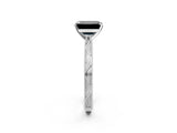 White gold Fancy Black Emerald Cut Solitaire Milgrain Engraved Band with Four-Prong Setting_14