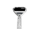 White gold Fancy Black Emerald Cut Solitaire Milgrain Engraved Band with Four-Prong Setting_17