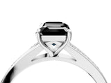 White gold Fancy Black Emerald Cut Solitaire Pavé Band with Four-Prong Setting_4