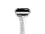 White gold Fancy Black Emerald Cut Solitaire Pavé Band with Four-Prong Setting_5