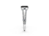 White gold Fancy Black Emerald Cut Solitaire Split Shank Pavé Diamond Engagement Ring_2