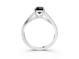 White gold Fancy Black Emerald Cut Solitaire Split Shank Pavé Diamond Engagement Ring_3