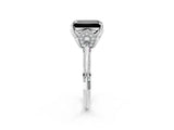 White gold Fancy Black Emerald Cut Solitaire Split Shank Pave Diamond Engagement Ring with Four-Prong Setting_2