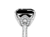White gold Fancy Black Emerald Cut Solitaire Split Shank Pave Diamond Engagement Ring with Four-Prong Setting_53