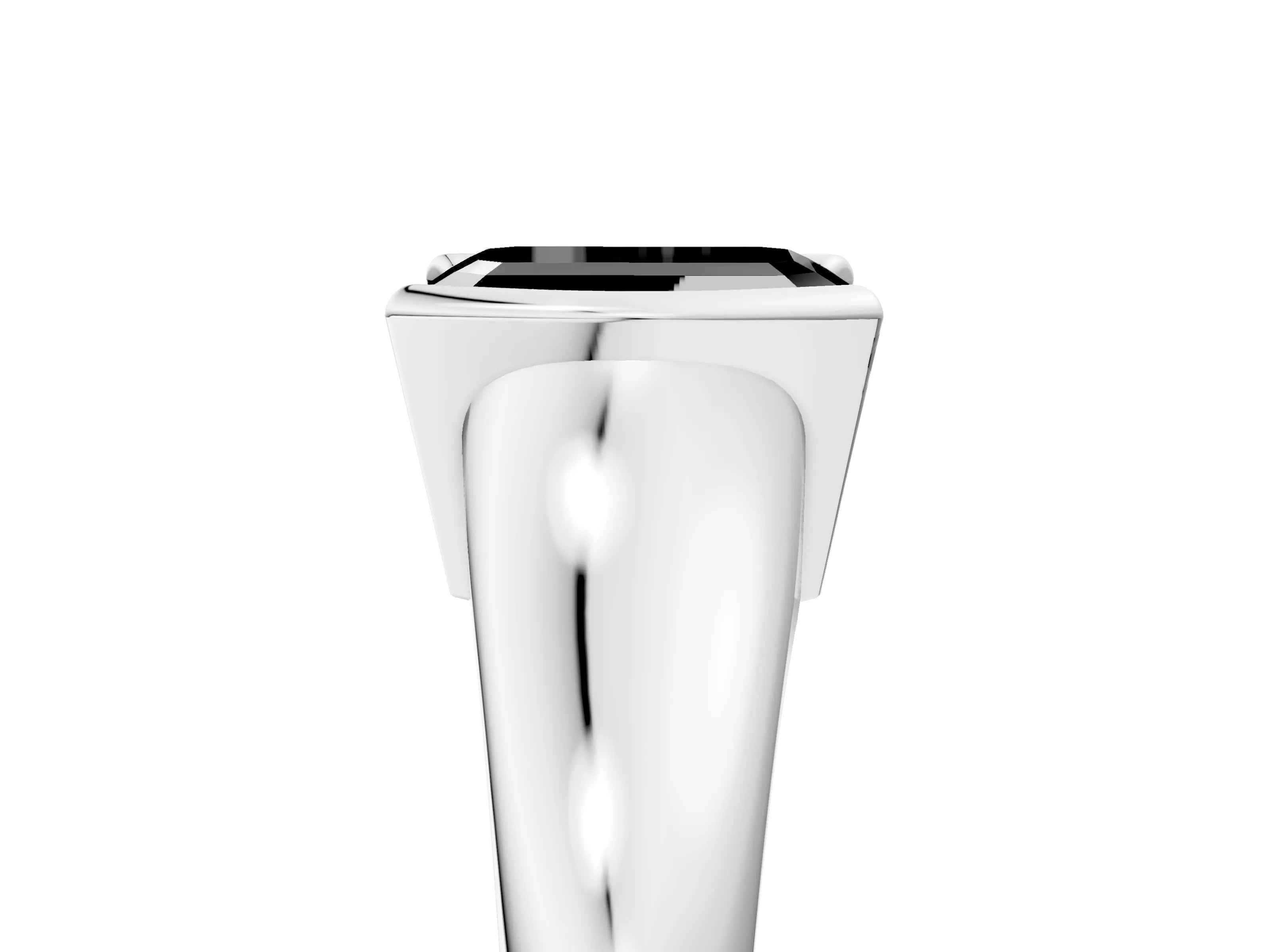 White gold Fancy Black Emerald Cut Solitaire Tension Set Diamond Ring with Split Shank Band_29