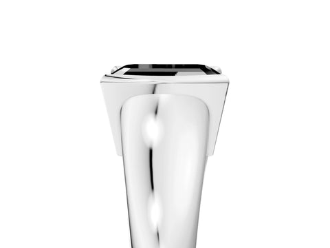 White gold Fancy Black Emerald Cut Solitaire Tension Set Diamond Ring with Split Shank Band_29