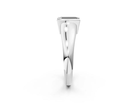 White gold Fancy Black Emerald Cut Solitaire Tension Set Diamond Ring with Split Shank Band_2