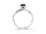 White gold Fancy Black Emerald Cut Solitaire Twist Pave Diamond Engagement Ring with Prong Setting_10