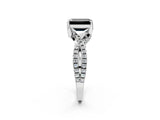 White gold Fancy Black Emerald Cut Solitaire Twist Pave Diamond Engagement Ring with Prong Setting_12