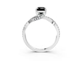 White gold Fancy Black Emerald Cut Solitaire Twist Pave Diamond Engagement Ring with Prong Setting_15
