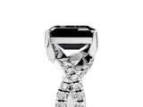 White gold Fancy Black Emerald Cut Solitaire Twist Pave Diamond Engagement Ring with Prong Setting_17