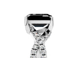 White gold Fancy Black Emerald Cut Solitaire Twist Pave Diamond Engagement Ring with Prong Setting_23