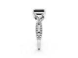 White gold Fancy Black Emerald Cut Solitaire Twist Pave Diamond Engagement Ring with Prong Setting_24
