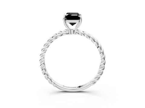 White gold Fancy Black Emerald Cut Solitaire Twisted Band 4-Prong Ring_27