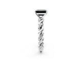 White gold Fancy Black Emerald Cut Solitaire Twisted Band with Pavé Accents and Four-Prong Setting_2