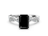 White gold Fancy Black Emerald Cut Solitaire Twisted Pave Band with Four-Prong Setting_15