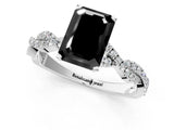 White gold Fancy Black Emerald Cut Solitaire Twisted Pave Band with Four-Prong Setting_16