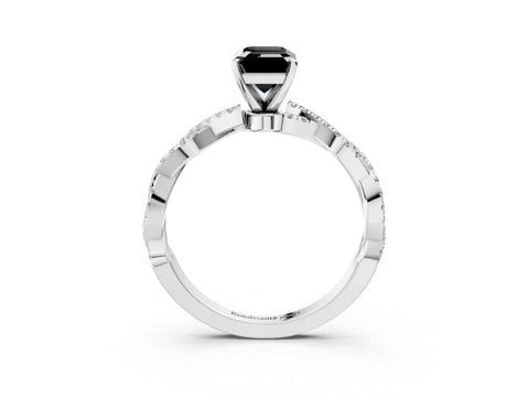 White gold Fancy Black Emerald Cut Solitaire Twisted Pave Band with Four-Prong Setting_18
