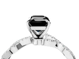 White gold Fancy Black Emerald Cut Solitaire Twisted Pave Band with Four-Prong Setting_19