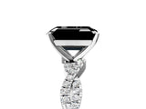 White gold Fancy Black Emerald Cut Solitaire Twisted Pave Band with Four-Prong Setting_20