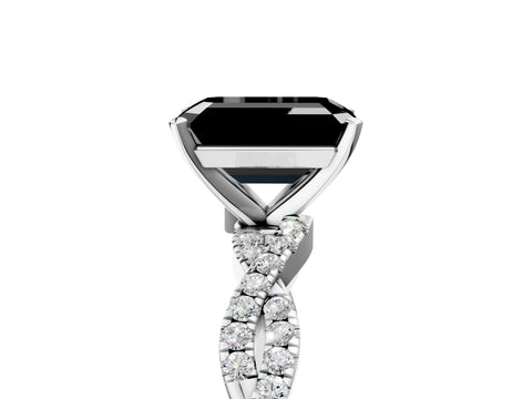 White gold Fancy Black Emerald Cut Solitaire Twisted Pave Band with Four-Prong Setting_20