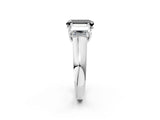 White gold Fancy Black Emerald Cut Three-Stone Diamond Ring with Prong Setting on a Classic Band_14