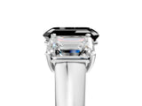White gold Fancy Black Emerald Cut Three-Stone Diamond Ring with Prong Setting on a Classic Band_17