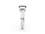 White gold Fancy Black Emerald Cut Three-Stone Diamond Ring with Prong Setting on a Classic Band_20