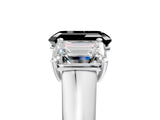 White gold Fancy Black Emerald Cut Three-Stone Diamond Ring with Prong Setting on a Classic Band_23