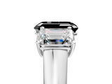 White gold Fancy Black Emerald Cut Three-Stone Diamond Ring with Prong Setting on a Classic Band_5