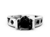 White gold Fancy Black Heart Cut Brilliant Channel-Set Diamond Ring with Bezel Prong Setting_12