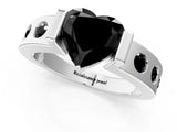 White gold Fancy Black Heart Cut Brilliant Channel-Set Diamond Ring with Bezel Prong Setting_13