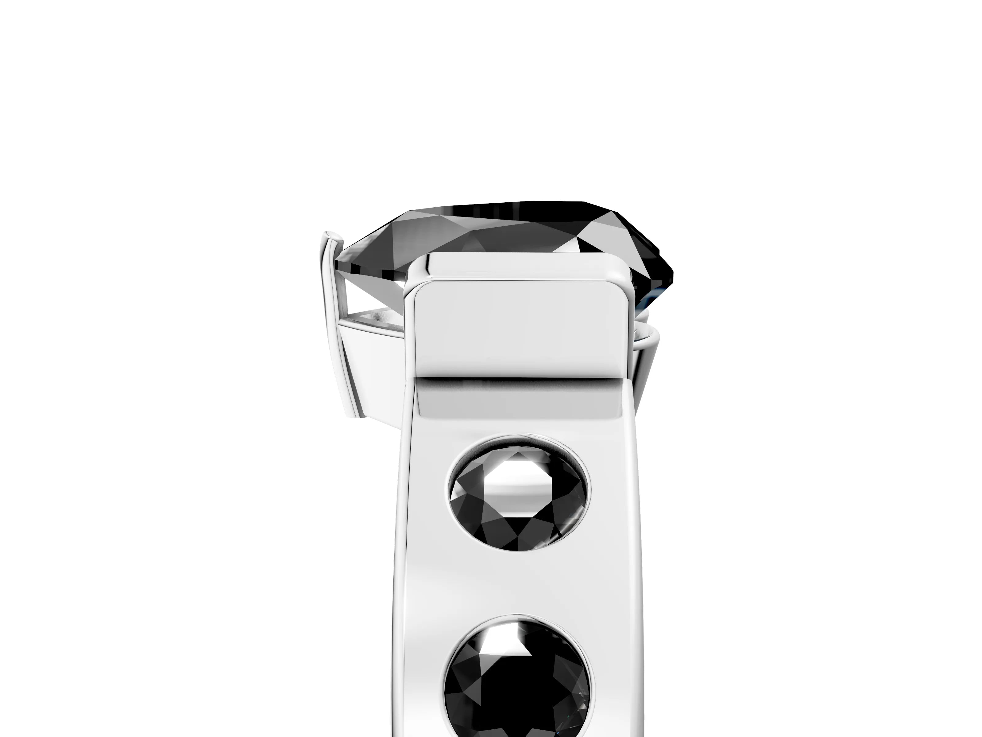 White gold Fancy Black Heart Cut Brilliant Channel-Set Diamond Ring with Bezel Prong Setting_17