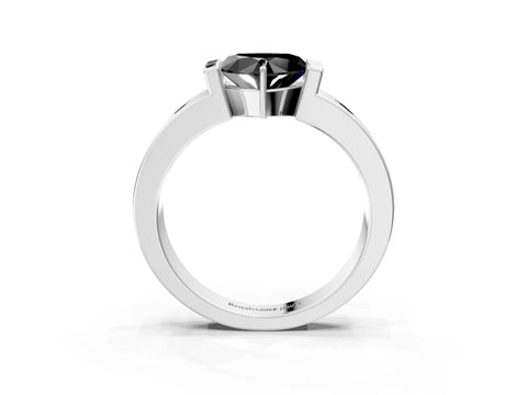 White gold Fancy Black Heart Cut Brilliant Channel-Set Diamond Ring with Bezel Prong Setting_3